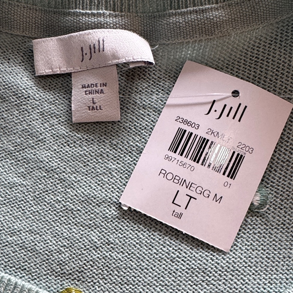 NWT J. Jill Polka Dot Sweater Robin’s Egg Blue size Large Tall - Picture 7 of 13
